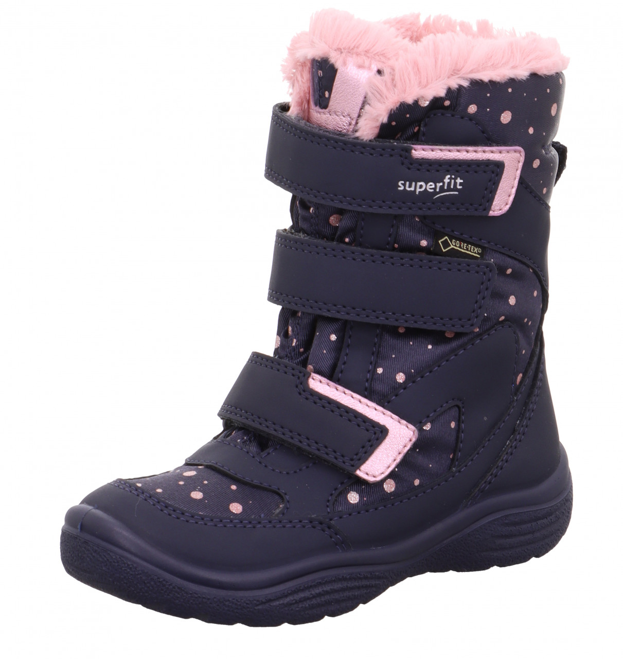 CRYSTAL - Blau/Rosa Stiefel mit Klettverschluss