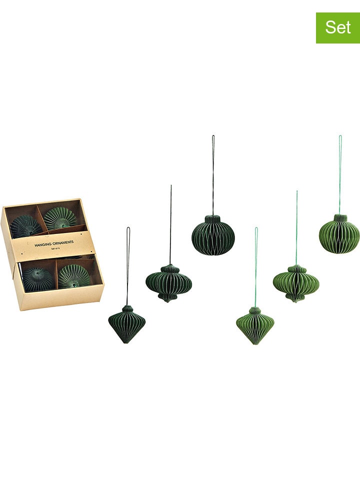 G. Wurm 6er-Set: Dekoanhänger in Grün - Ø 4 cm günstig kaufen onesize