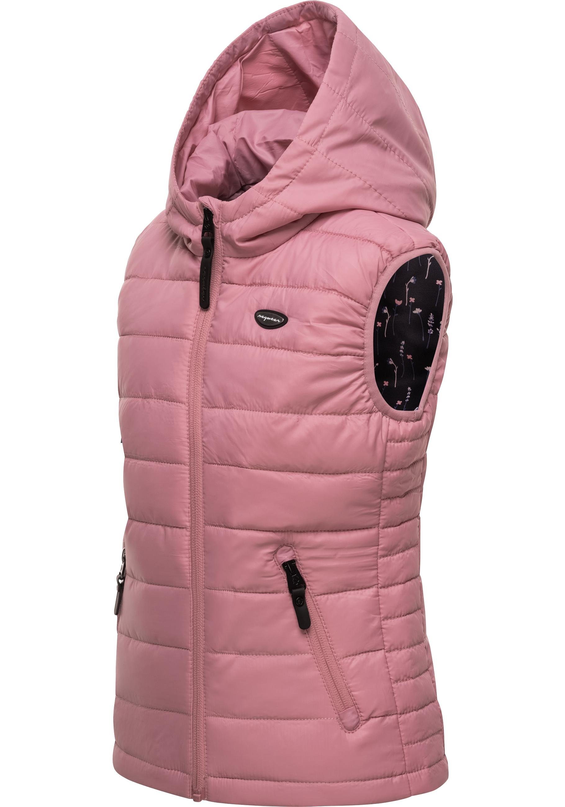 Ragwear Steppweste Seema sportliche Outdoor-Weste mit Kapuze