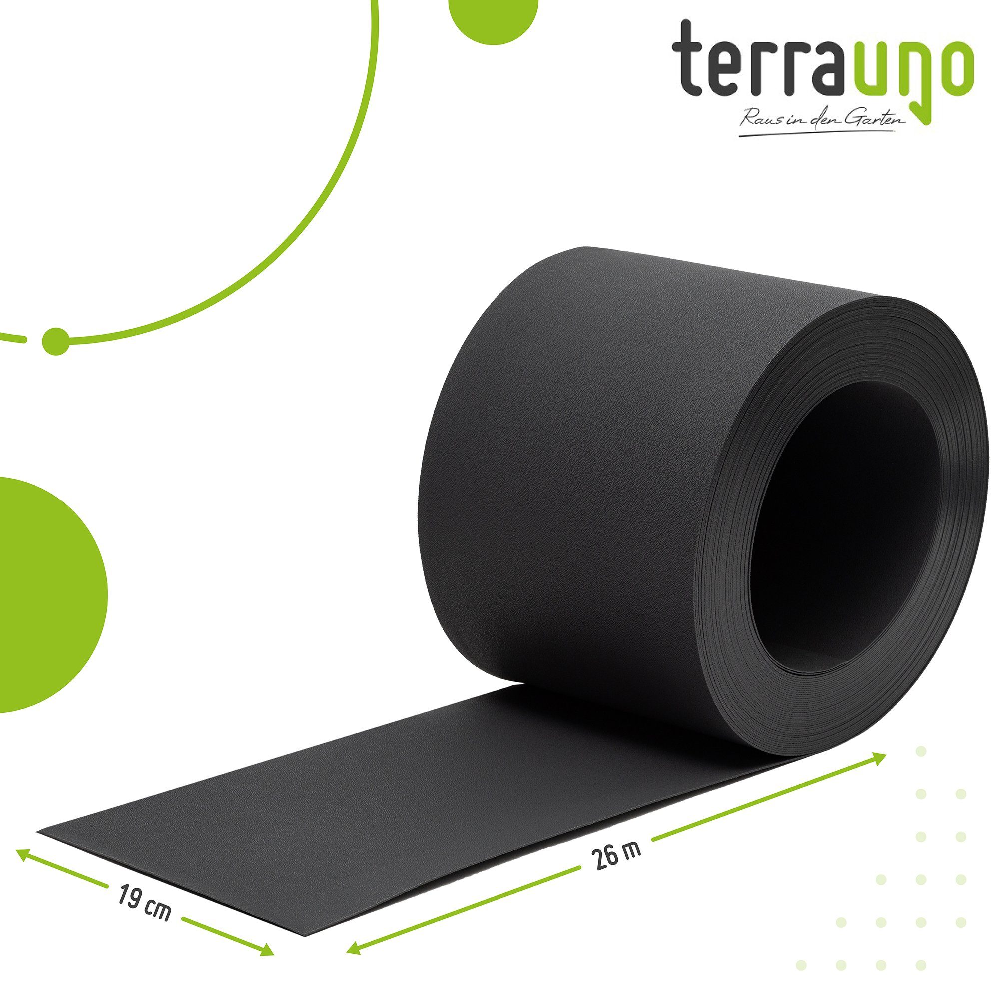 TerraUno Sichtschutzstreifen Sichtschutzstreifen, PP, Polypropylen, 26m, für Doppelstabmattenzaun - Anthrazit RAL 7016 I 26mx19cm als Rolle I PP Sichtschutz für den Zaun