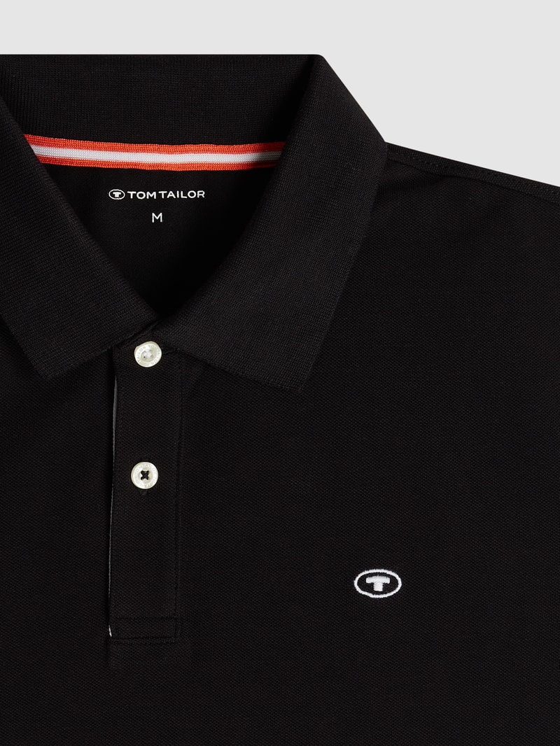 Poloshirt mit Logo-Stitching Modell 'Basic' in schwarz