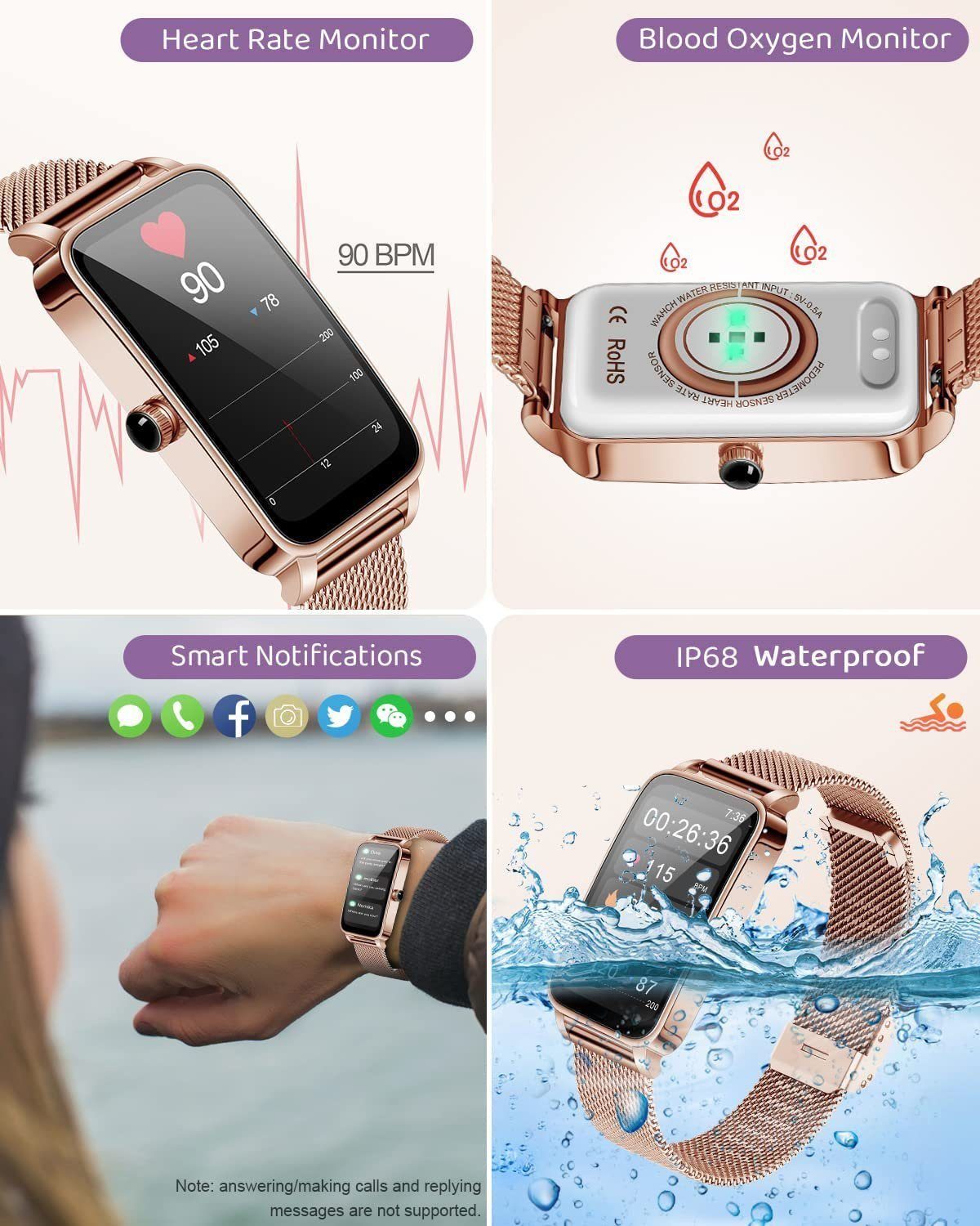 Mutoy Smartwatch, Fitness Tracker Uhr, Damen Herren Smartwatch (Fitnessuhr mit Telefonfunktion 1,45
