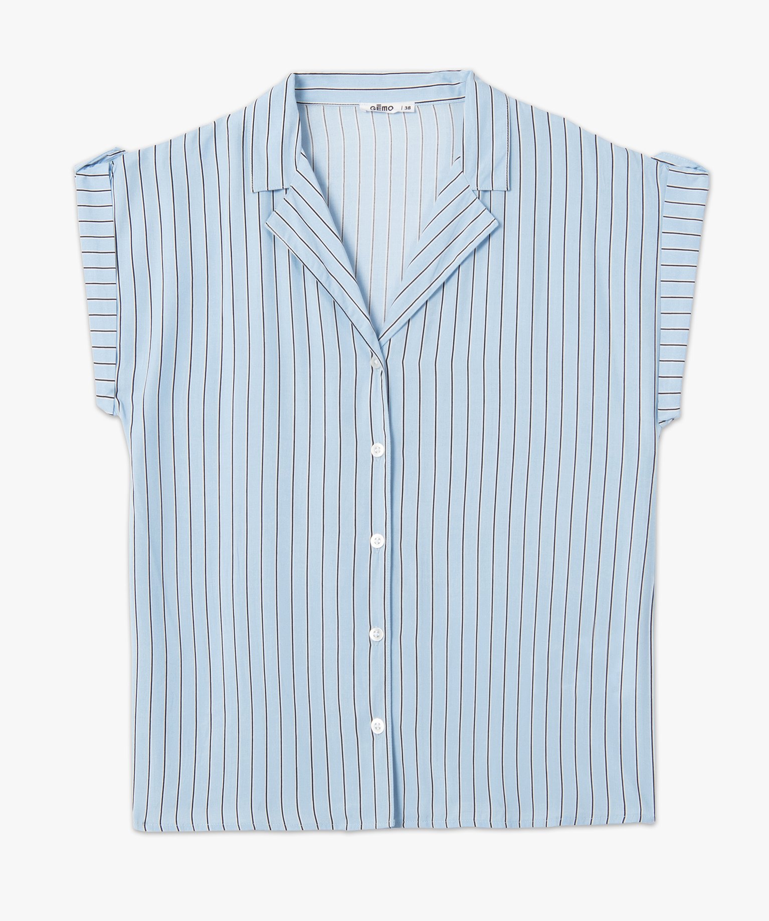 Chemise femme à manches courtes avec patte sur l'épaule raye | GEMO