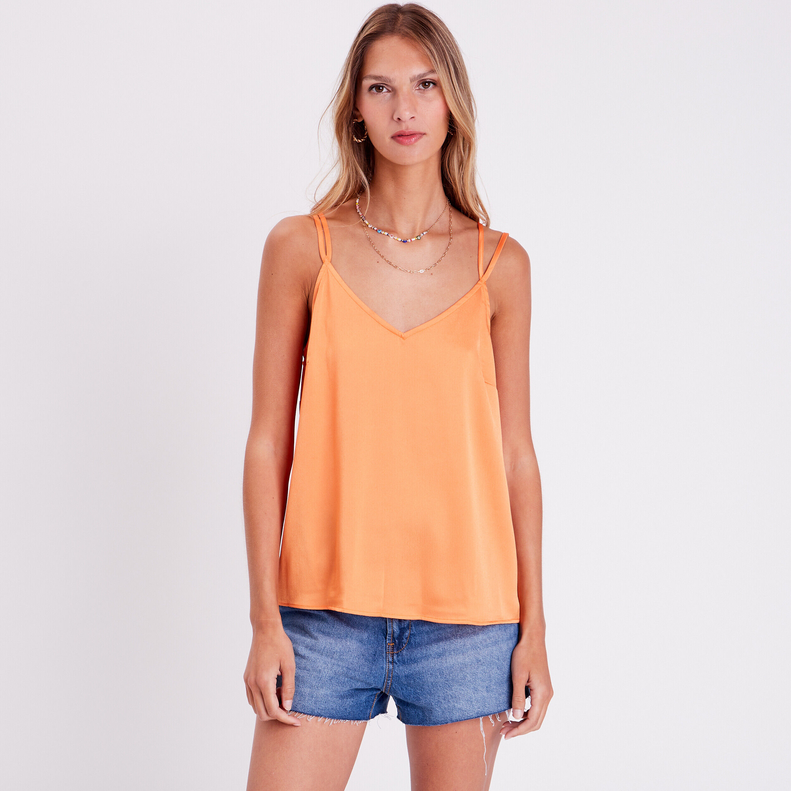 Caraco bretelles fines orange clair femme | Cache Cache