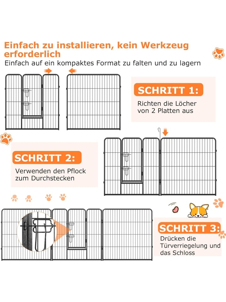 COSTWAY 8 tlg. Welpenauslauf 80cm hoch in Schwarz günstig kaufen onesize