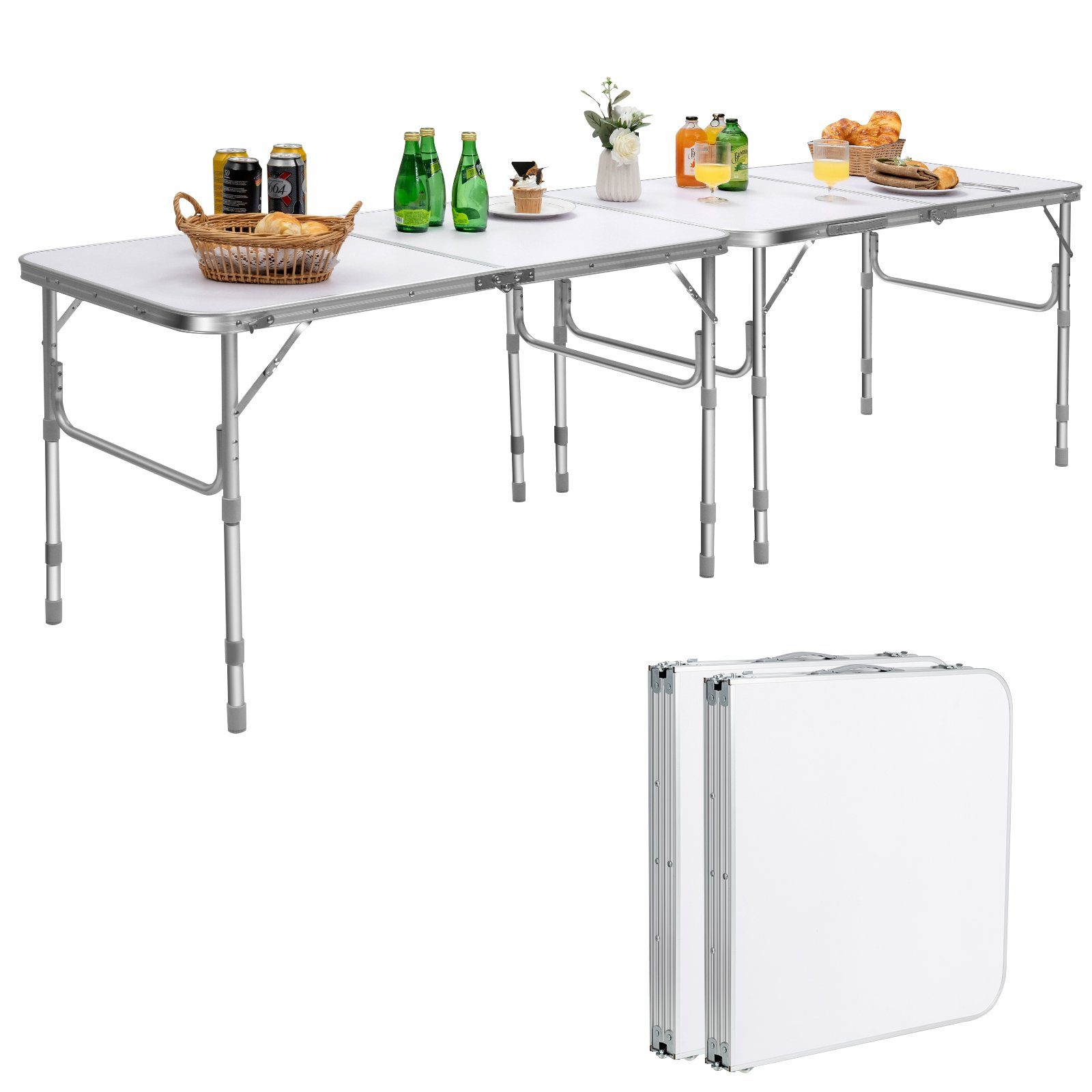 COSTWAY Campingtisch Klapptisch, höhenverstellbar & klappbar
