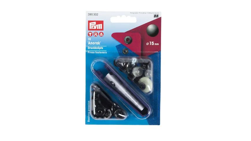 Prym nähfreie Druckknopfe Anorak Messing 15 mm brüniert