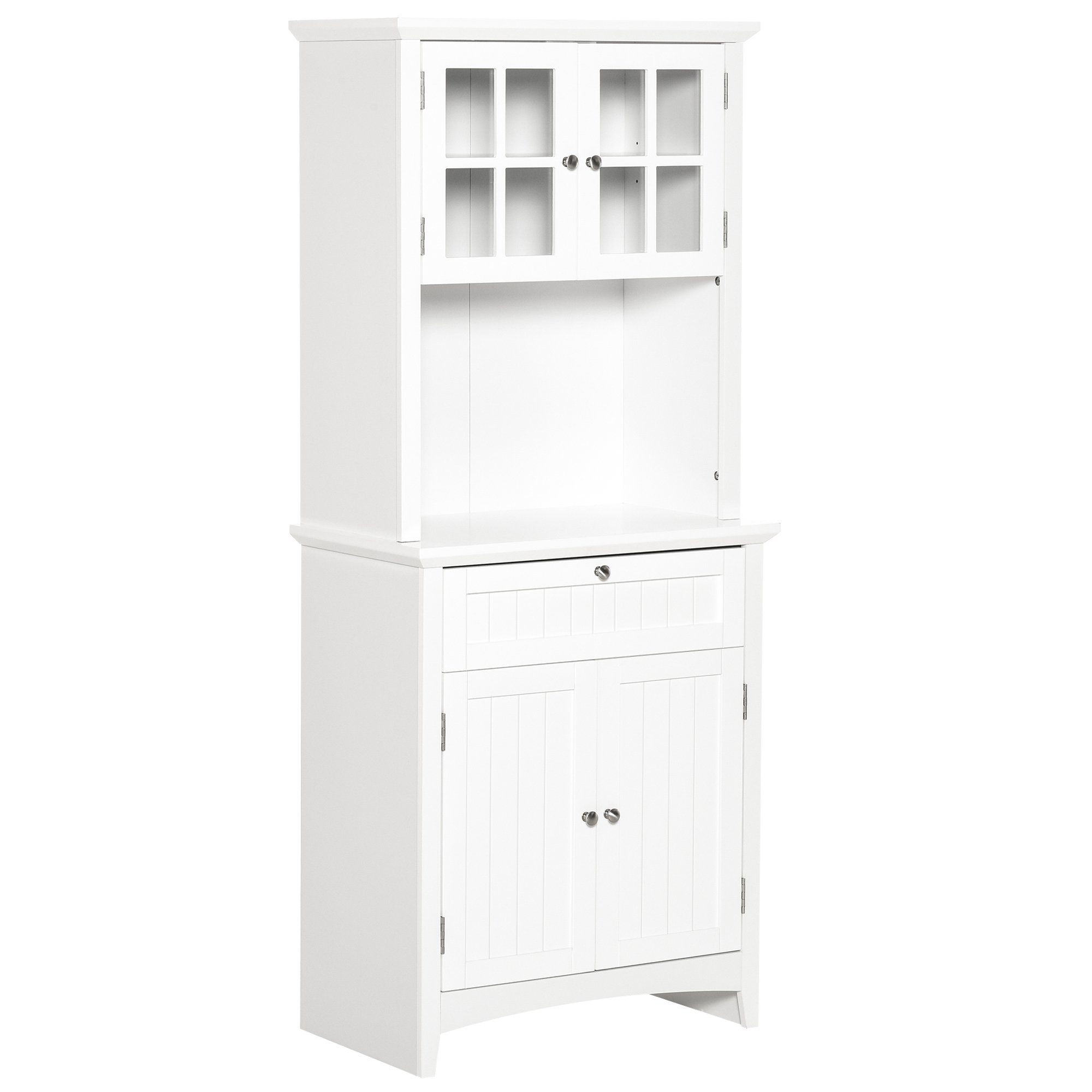 HOMCOM Küchenbuffet Kitchen Cabinet (Set, 1-St., 1 Küchenschrank) Sideboard Vitrinenschrank mit Schublade MDF, 68,6B x 40T x 164H cm