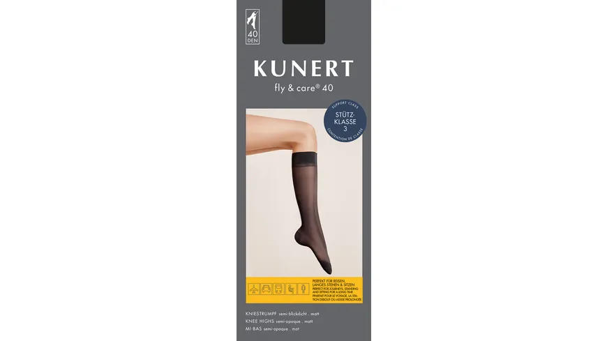 KUNERT Damen Stützkniestrümpfe Fly & Care 40 DEN black