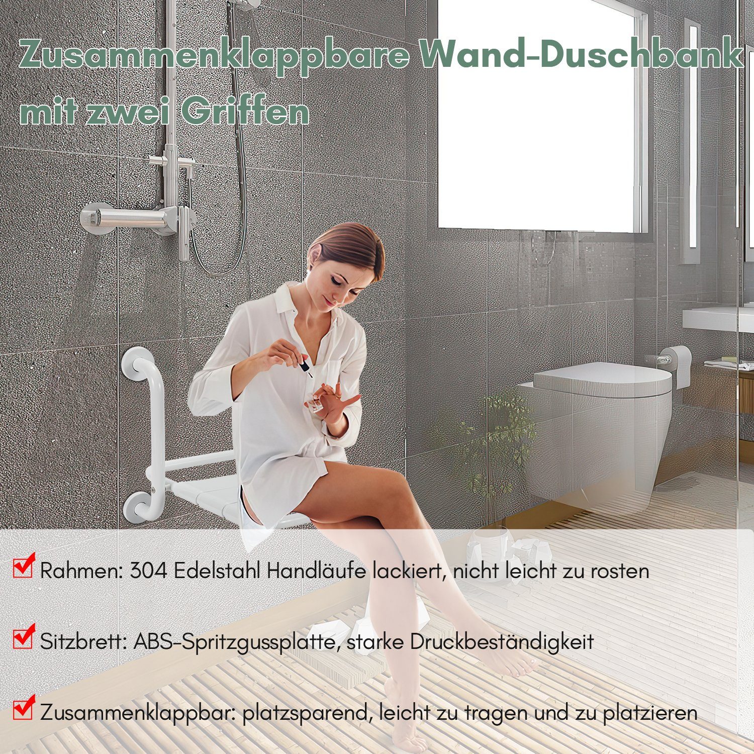 Gimisgu Duschhocker Duschsitz Klappbar Wandmontage Duschhocker Badhocker Edelstahl