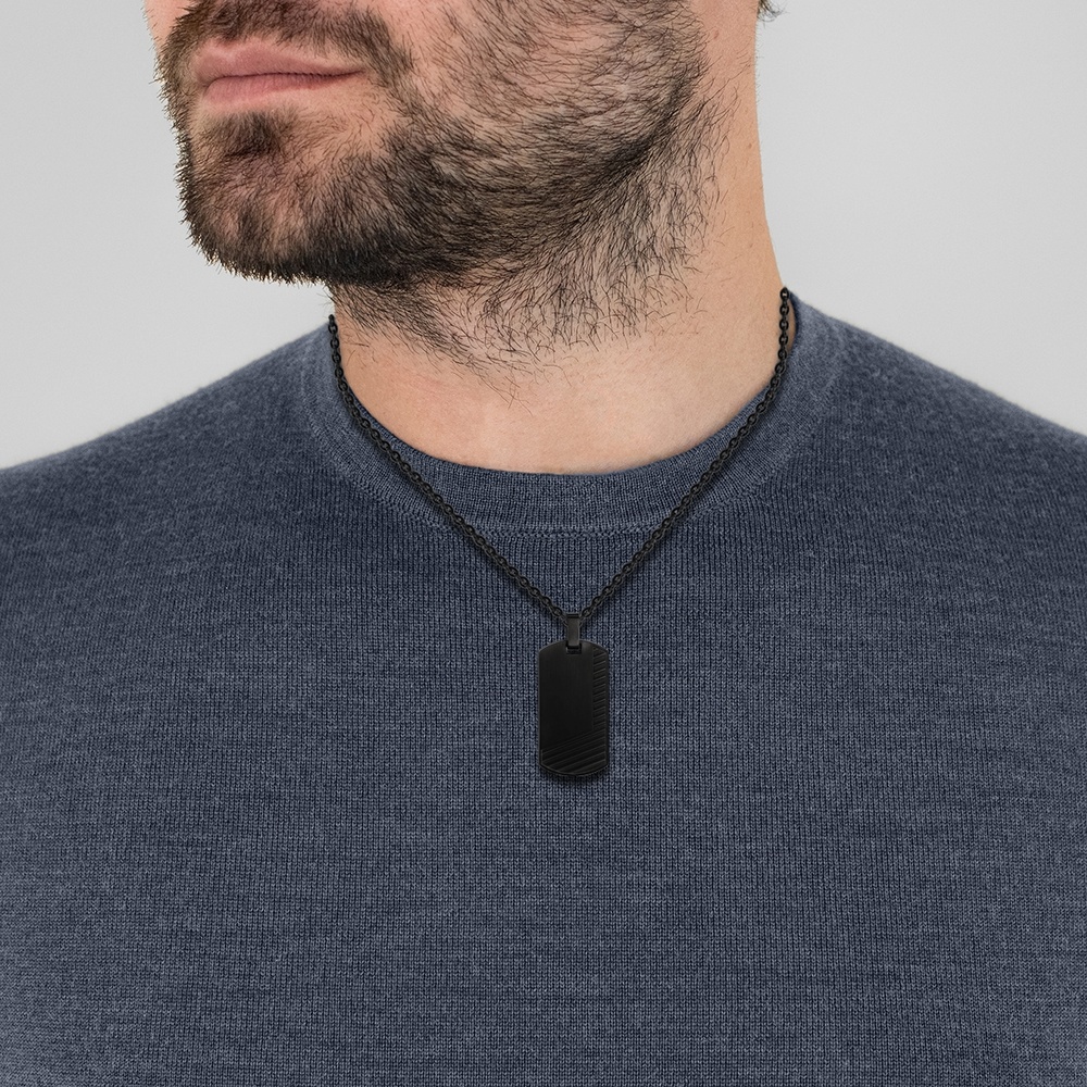 True Rebels Collier en acier inoxydé Acier inoxydable en Noir collier