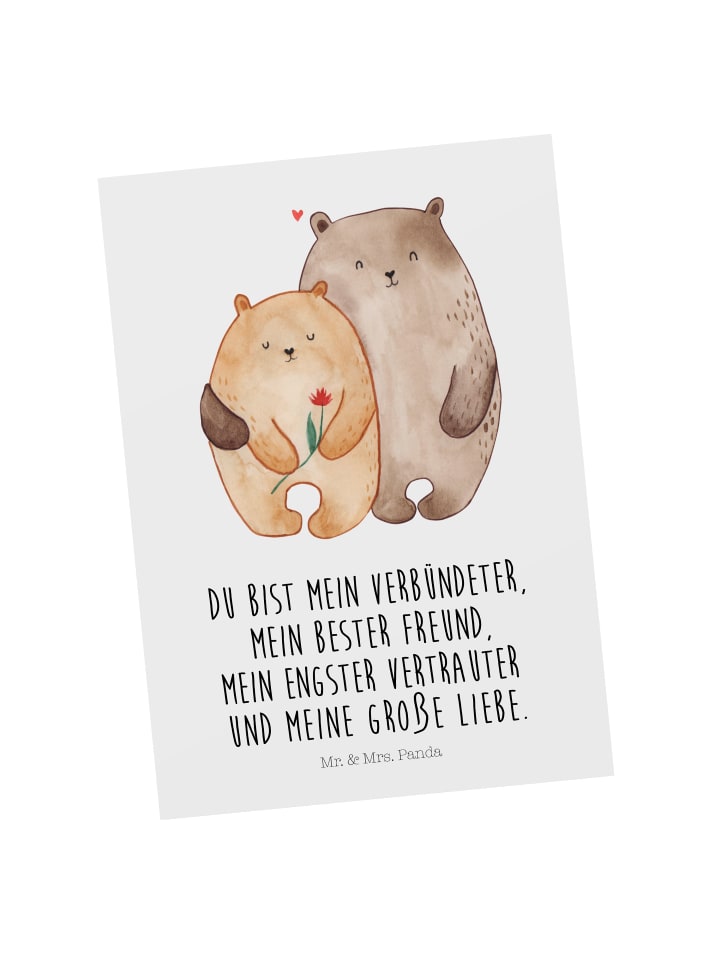 Mr. & Mrs. Panda Postkarte Bären Liebe mit Spruch in Weiß günstig kaufen onesize