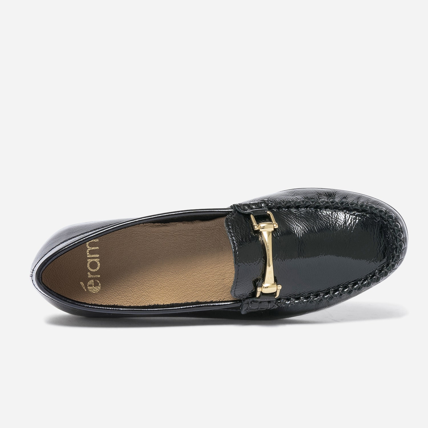 Mocassin noir en cuir verni