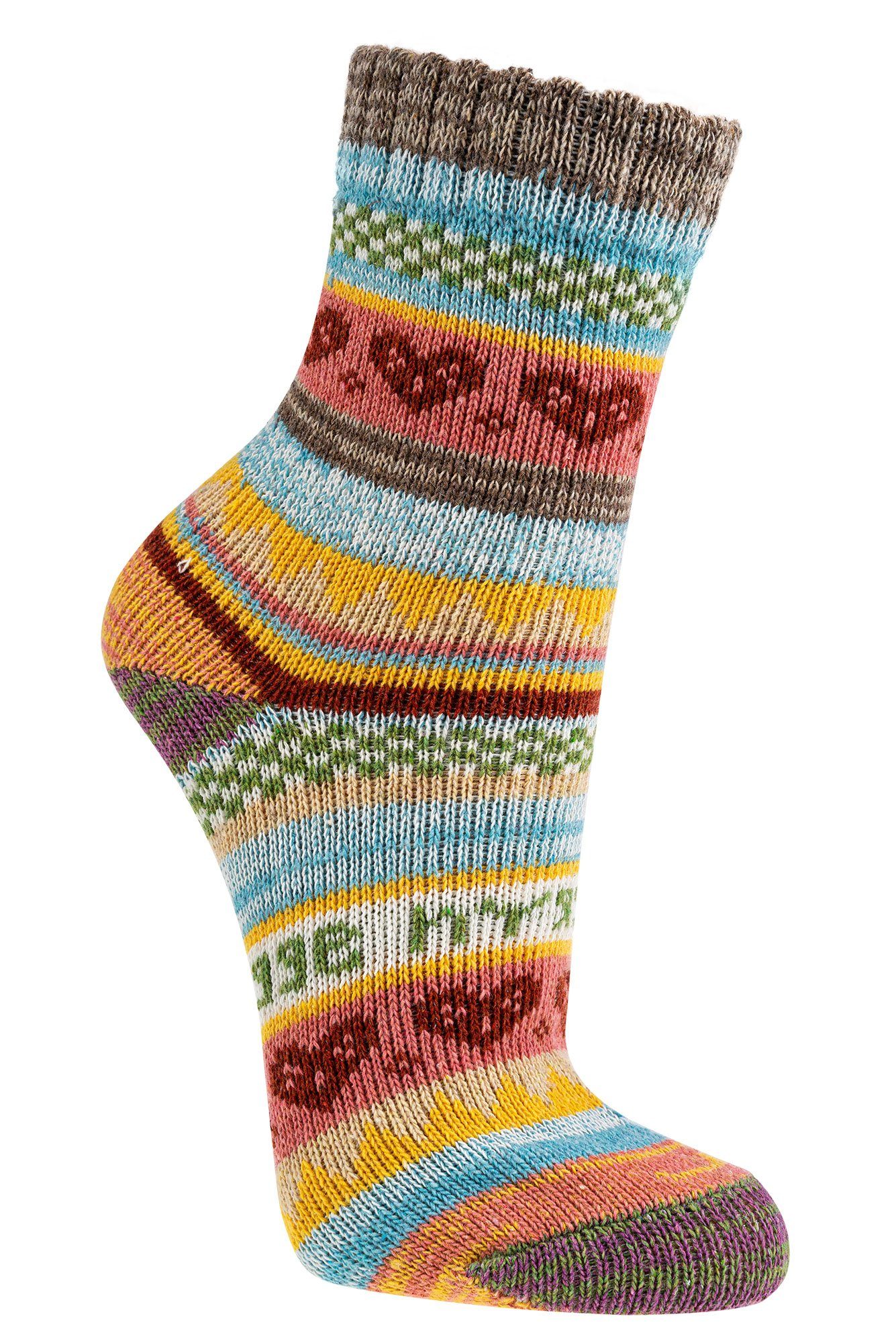 Wowerat Norwegersocken Bunte Hygge Norweger Socken Baumwolle mit schönem Muster Kinder (3 Paar) buntes Hygge Muster