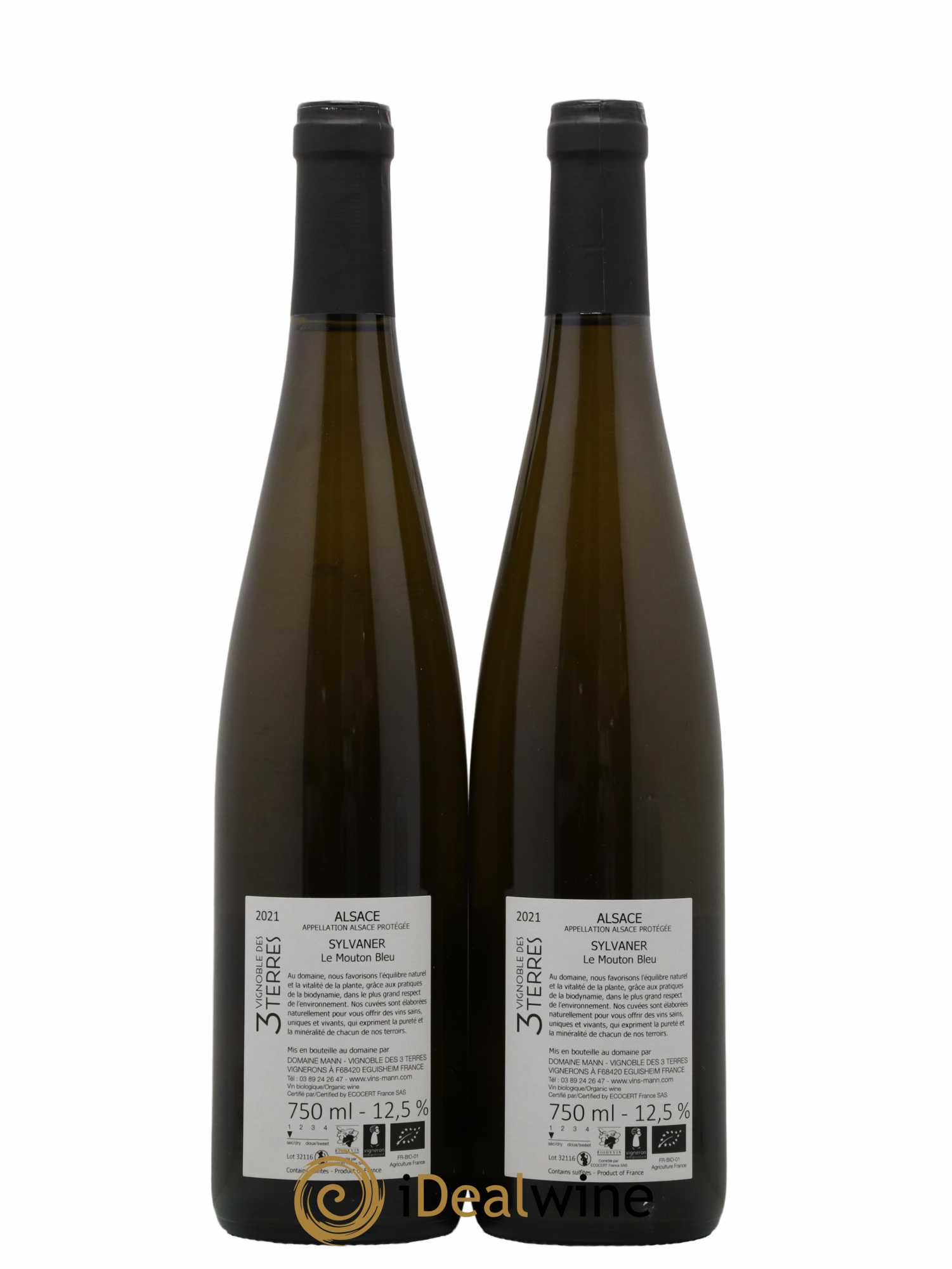 Alsace Sylvaner Mouton Bleu Vignoble des 3 Terres Domaine Mann 2021 - Lot de 2 Bouteilles