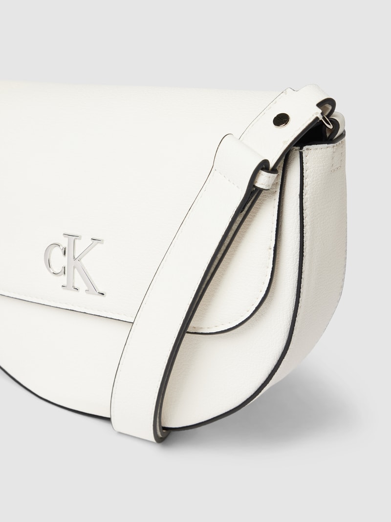 Saddle Bag mit Label-Applikation Modell 'MINIMAL MONOGRAM' in weiss
