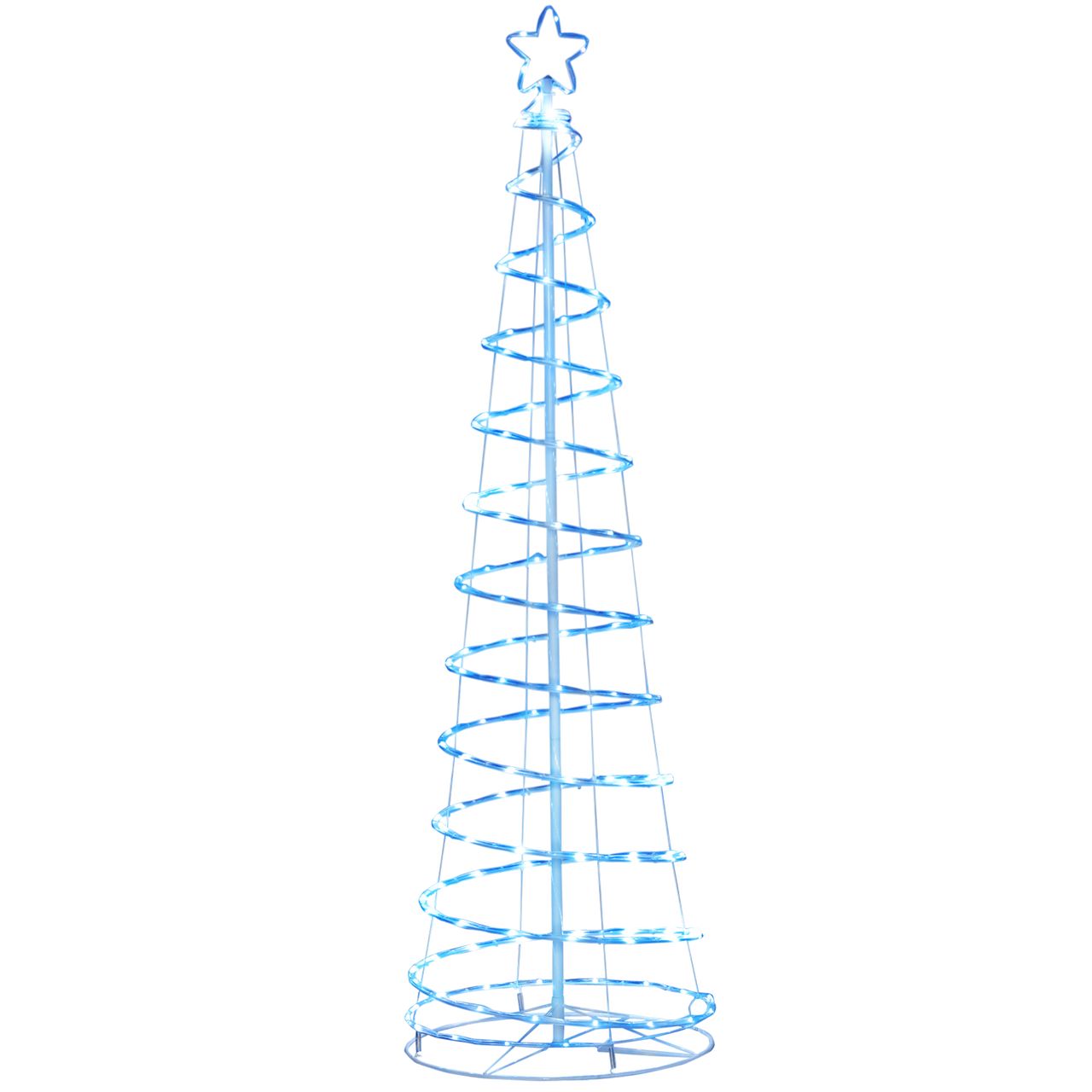 Outsunny LED Spiralbaum Weihnachtsbaum mit 135 Mini-Lichtern Christbaum Lichterbaum für Innen und Außen Weihnachtsdekoration PP-Kunststoff Metall Weiß Ø55 x 183 cm