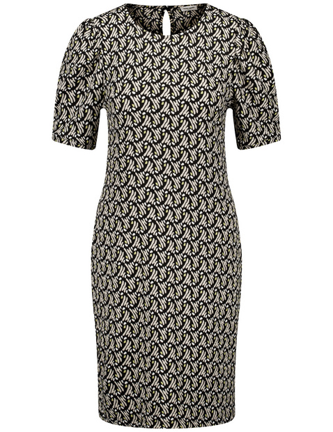 Gemustertes Jerseykleid mit Puffärmeln