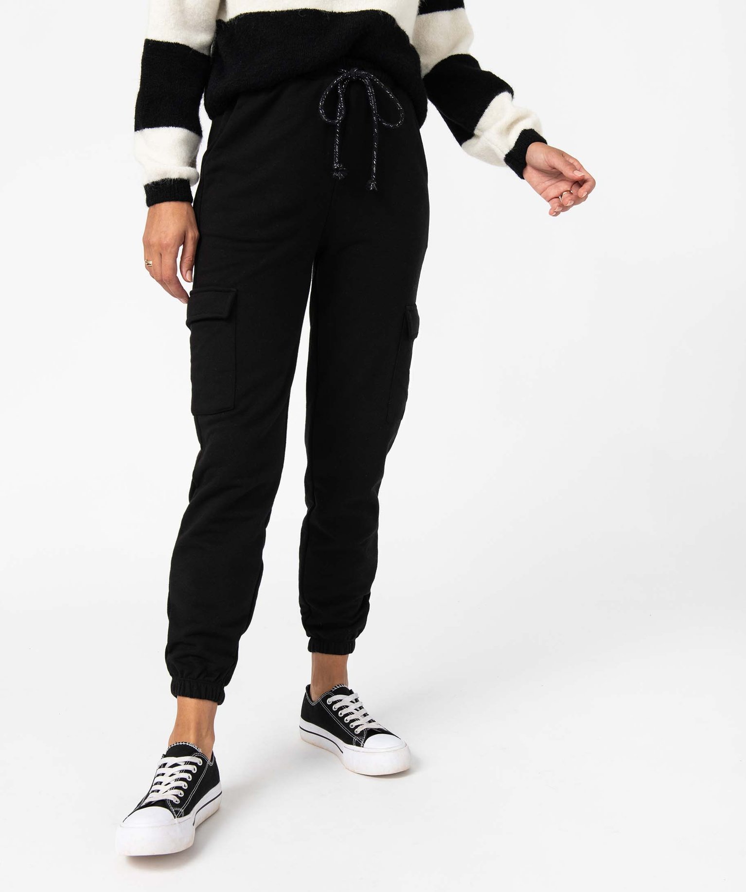 Pantalon de jogging femme coupe cargo noir | GEMO