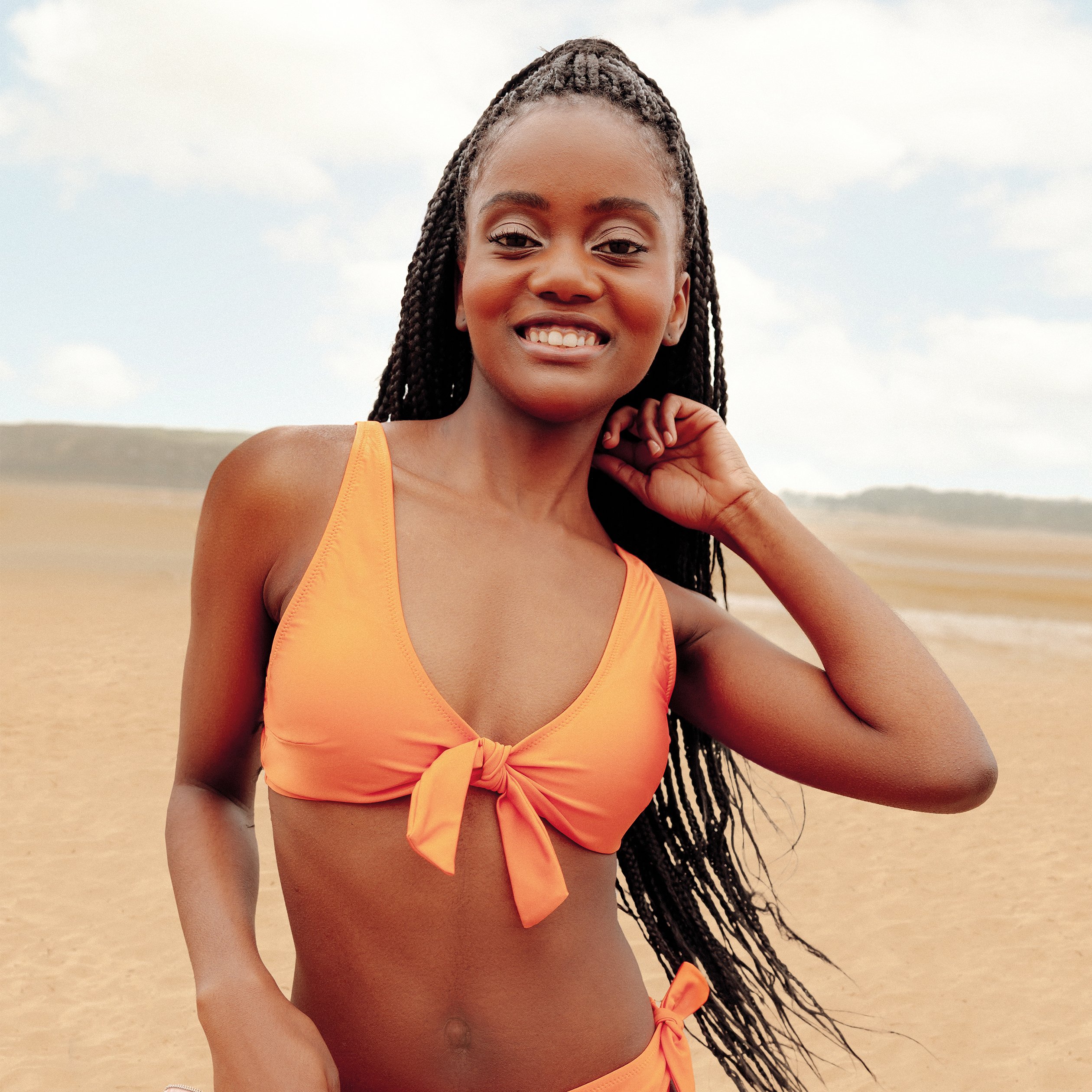 Haut de maillot de bain bretelles larges orange femme | La Halle