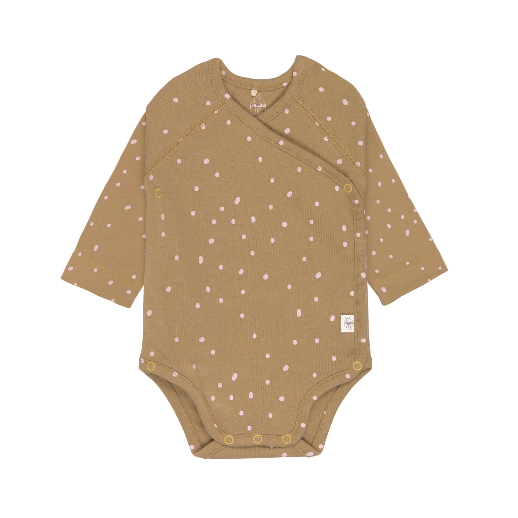Baby Wickelbody langarm - Bio Baumwolle, Punkte, Gelb