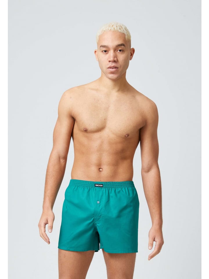 SNOCKS American Woven Boxershorts aus Bio-Baumwolle 3 Stück in Mix (Grüne Muster) günstig kaufen
