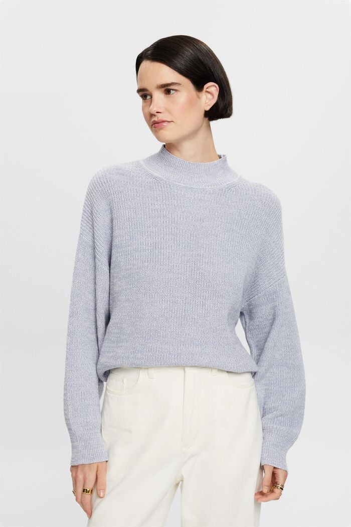 Rippstrickpullover mit Stehkragen