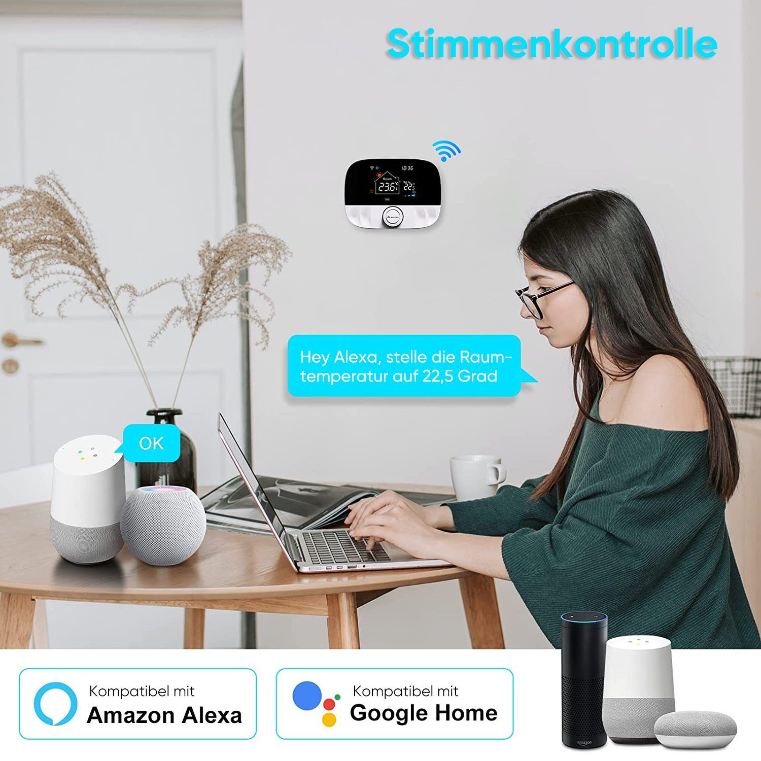 Salcar Heizkörperthermostat WiFi Smart Thermostat T9W Heizkörperthermostat