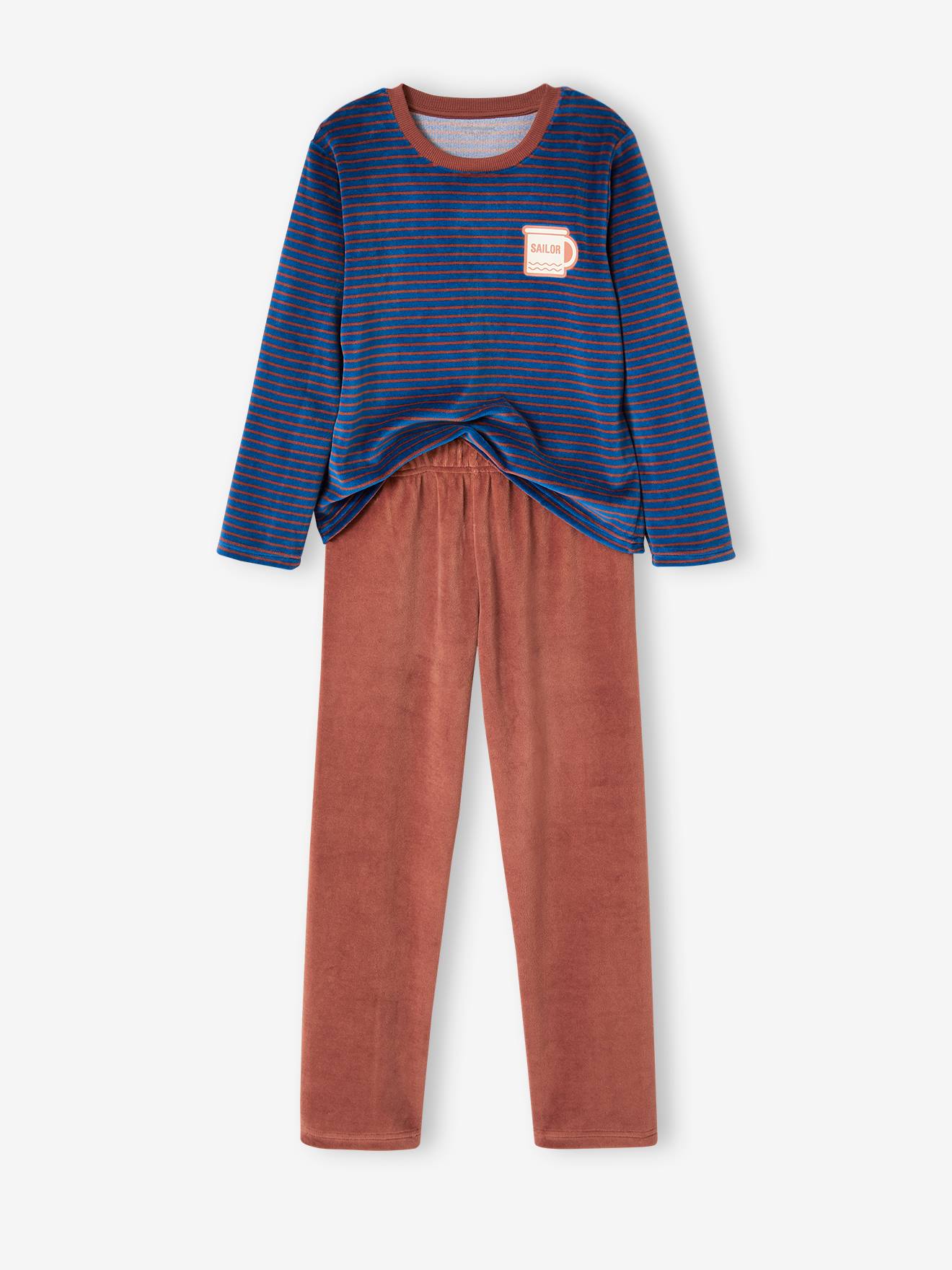 Lot de 2 pyjamas baleines en velours garçon bleu roi