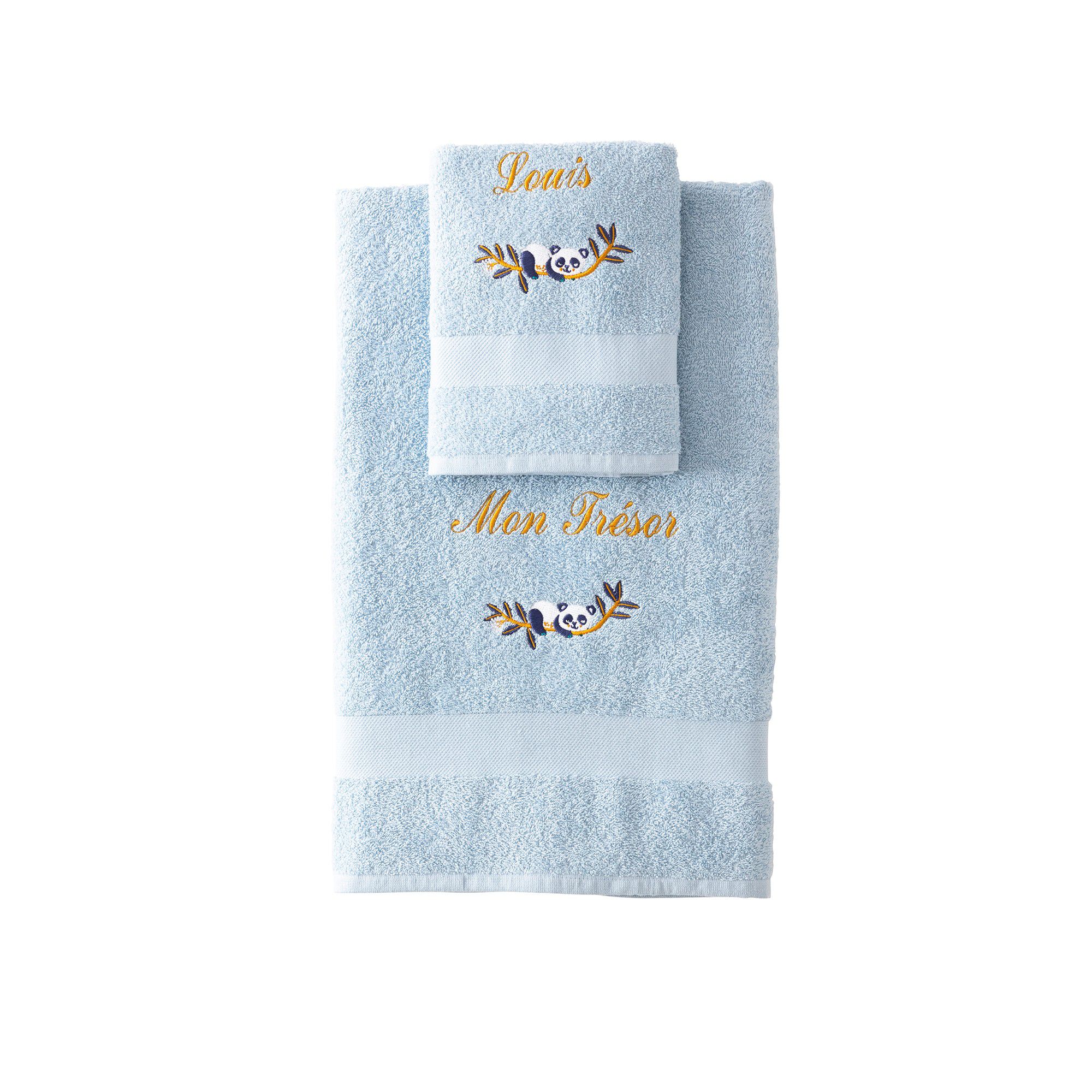 Collection éponge enfant brodée panda personnalisable, coton