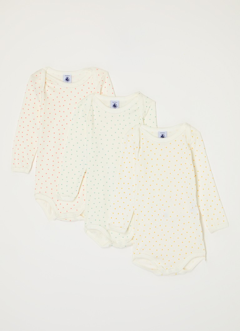 Petit Bateau Organic cotton romper in a 3-pack