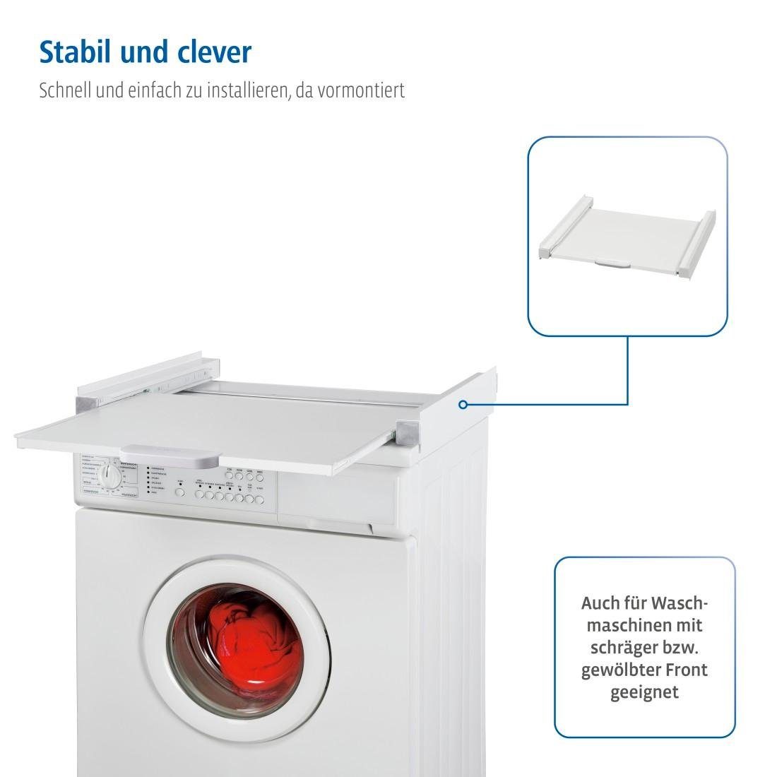 Xavax Zwischenbaurahmen für Waschmaschinen und Trockner inkl. Zurrgurt, Mit Auszug als Ablage