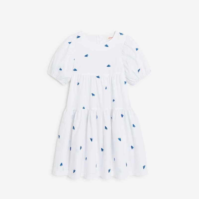Robe de cérémonie fille blanchehe imprimée oiseaux Catimini