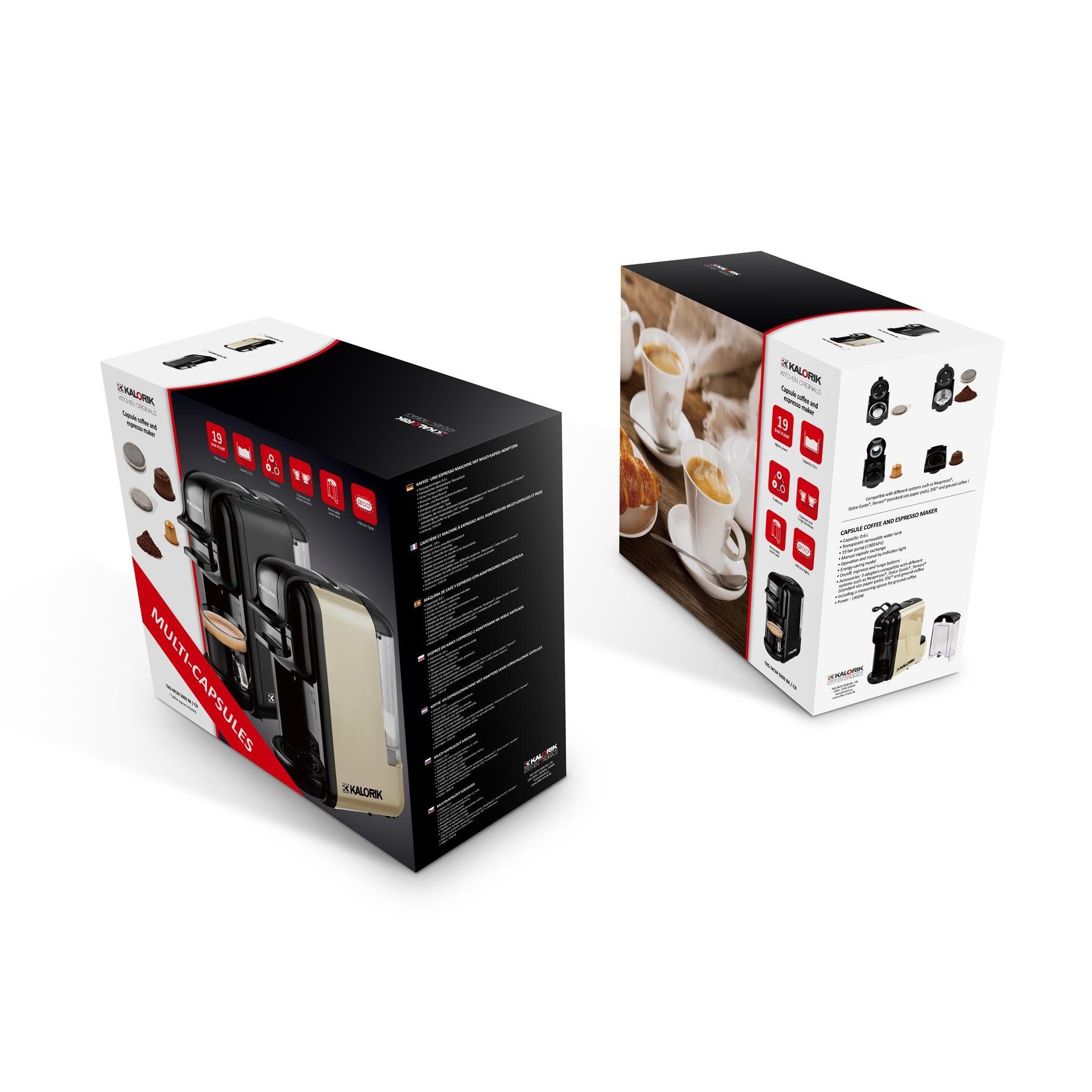 Team Kalorik Kapsel-/Kaffeepadmaschine BrewCraft Pro, 4-in-1 Kaffeemaschine: Nespresso, Dolce Gusto, Kaffeepulver & Pads