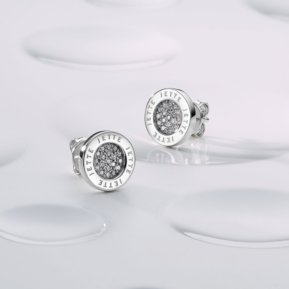 Jette Boucles d'oreilles à fermoir à poussette 925 Argent rhodié Boucles d'oreilles