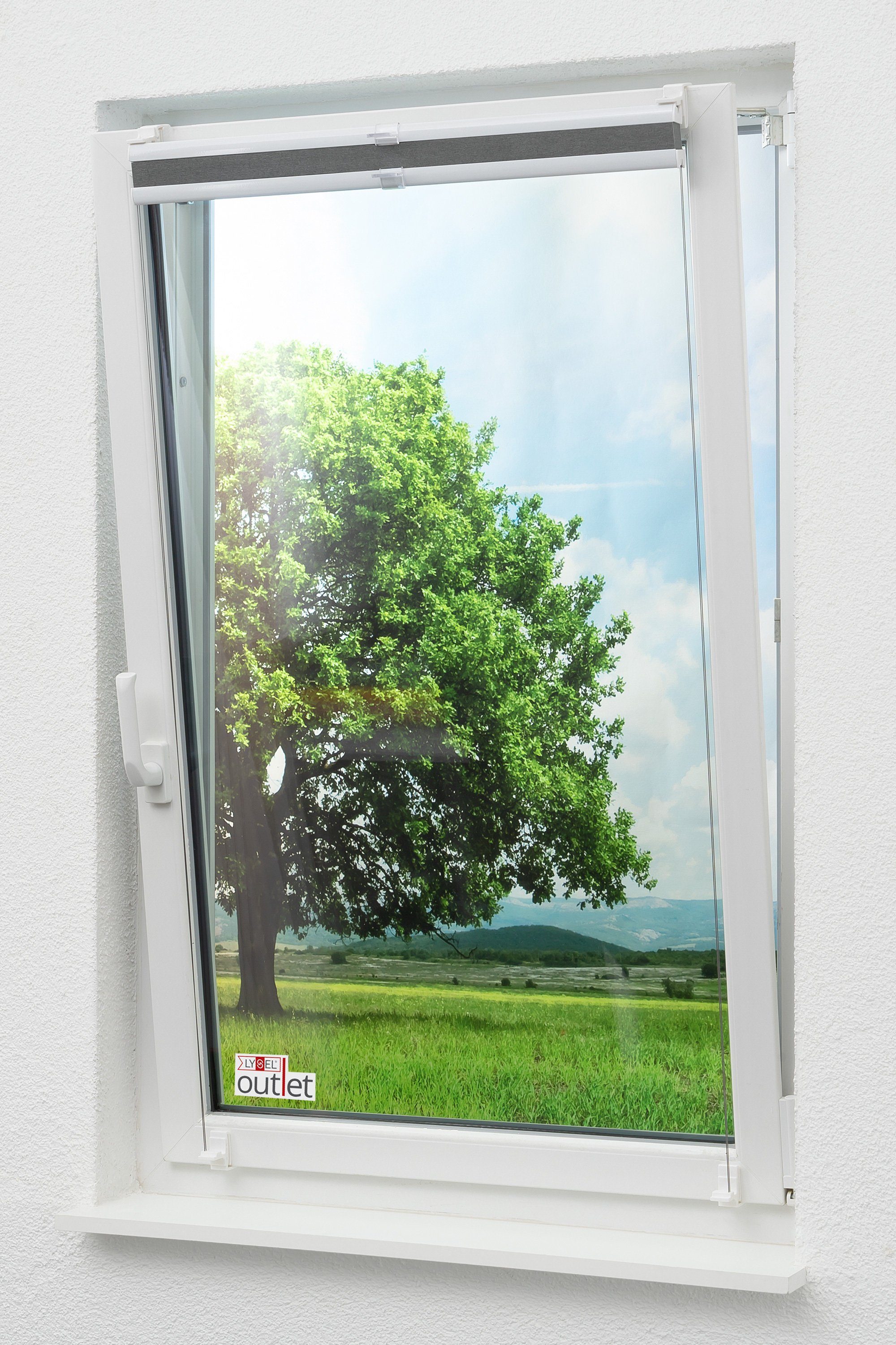 Plissee Klemmen Anthrazit, LYSEL®, blickdicht, HxB 130x45cm