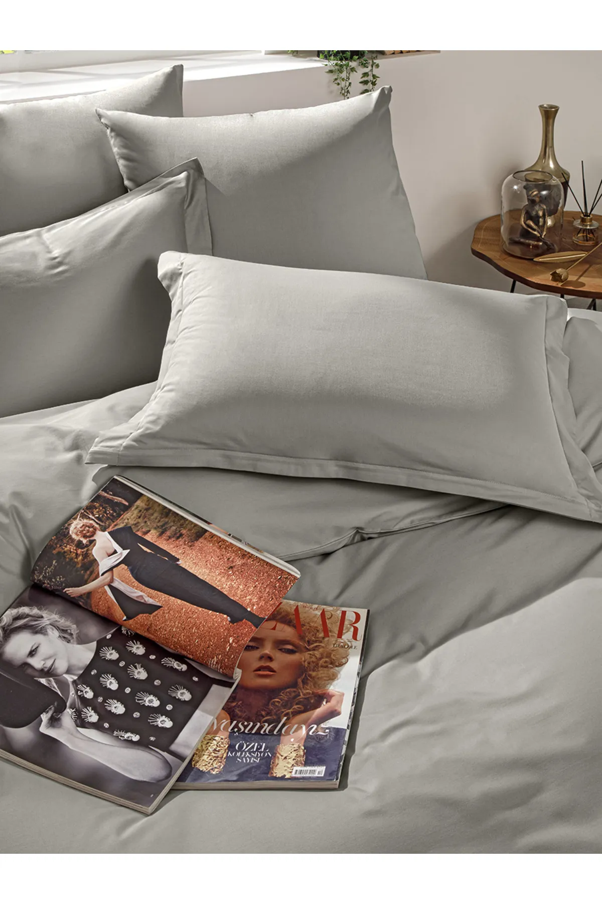 Karna Home  Klassisches Doppel-Bettbezug-Set aus Baumwollsatin