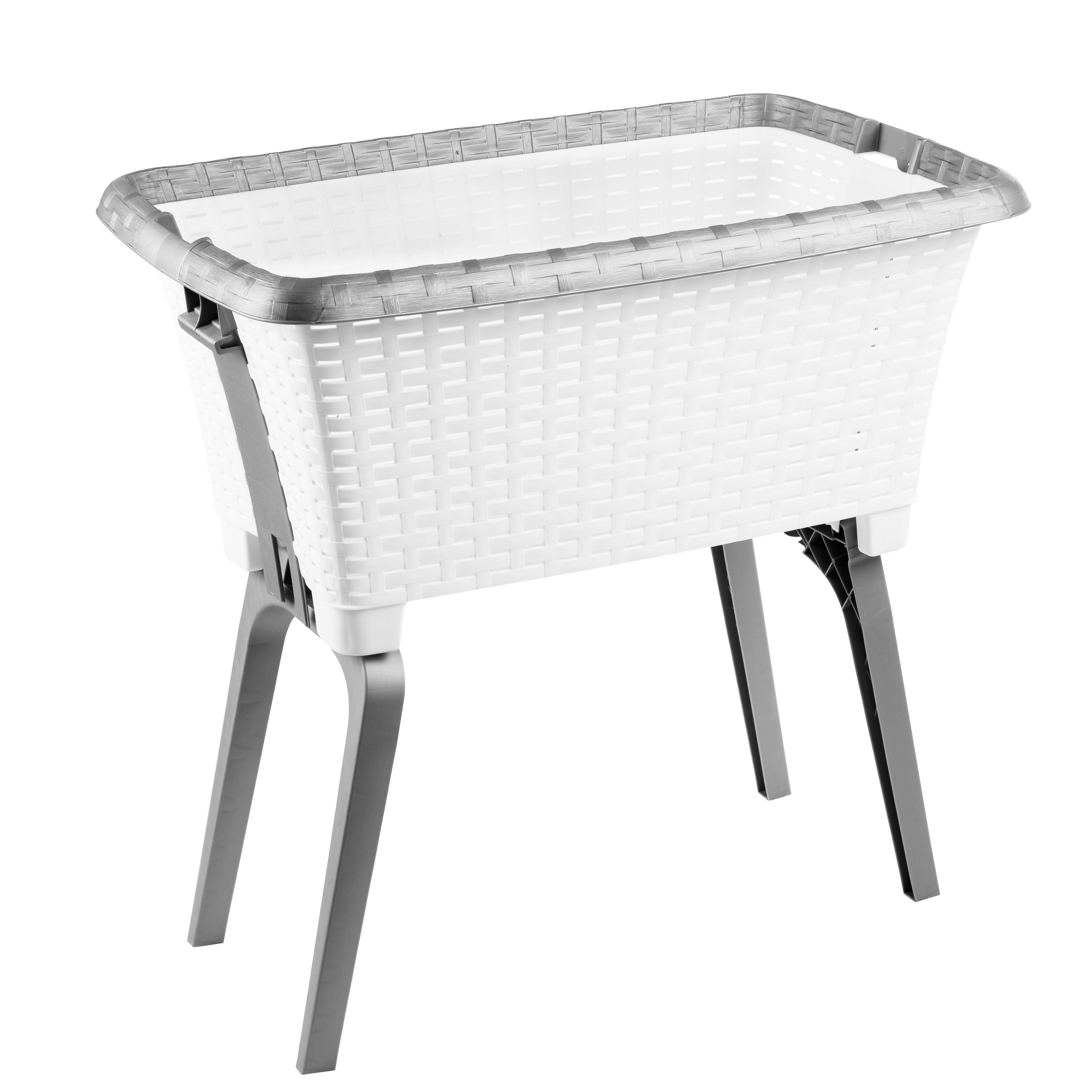 Centi Wäschekorb Wäschewanne - Wäsche Korb mit Beinen 58cm höhe, mit Stand-Automatik