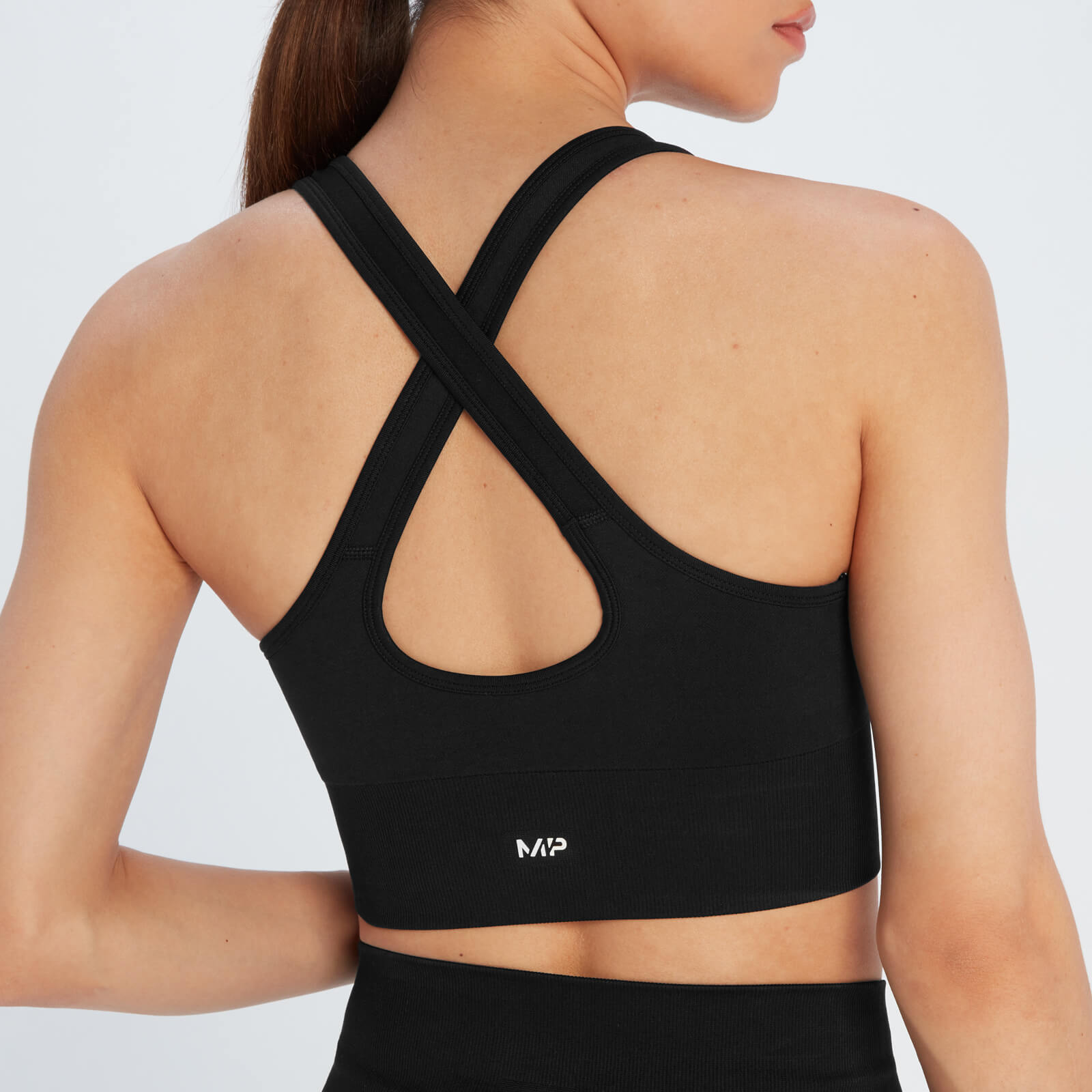 Brassière de sport à dos croisé sans coutures MP Shape Seamless pour femmes – Noir