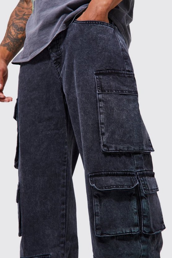 Lockere Cargo-Jeans mit Acid-Waschung