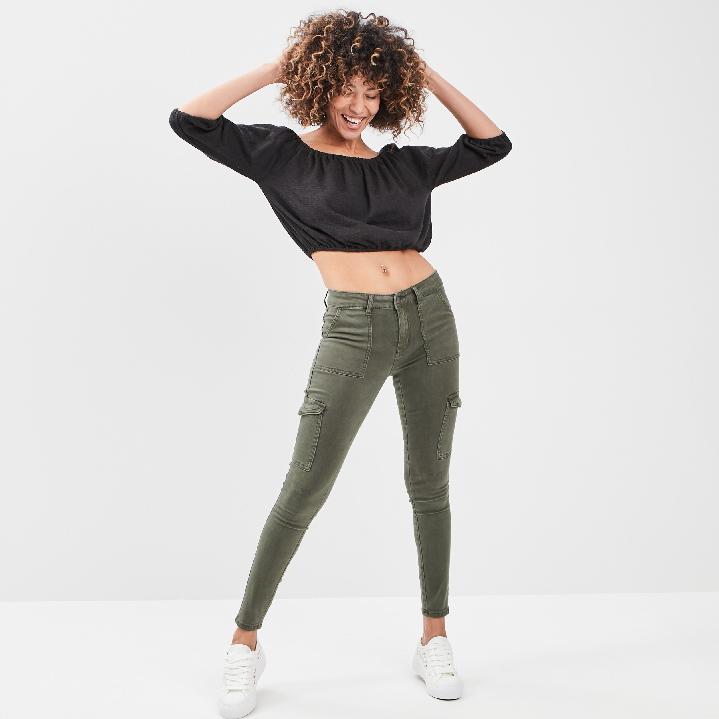 T-shirt manches 3 4 noir femme | La Halle