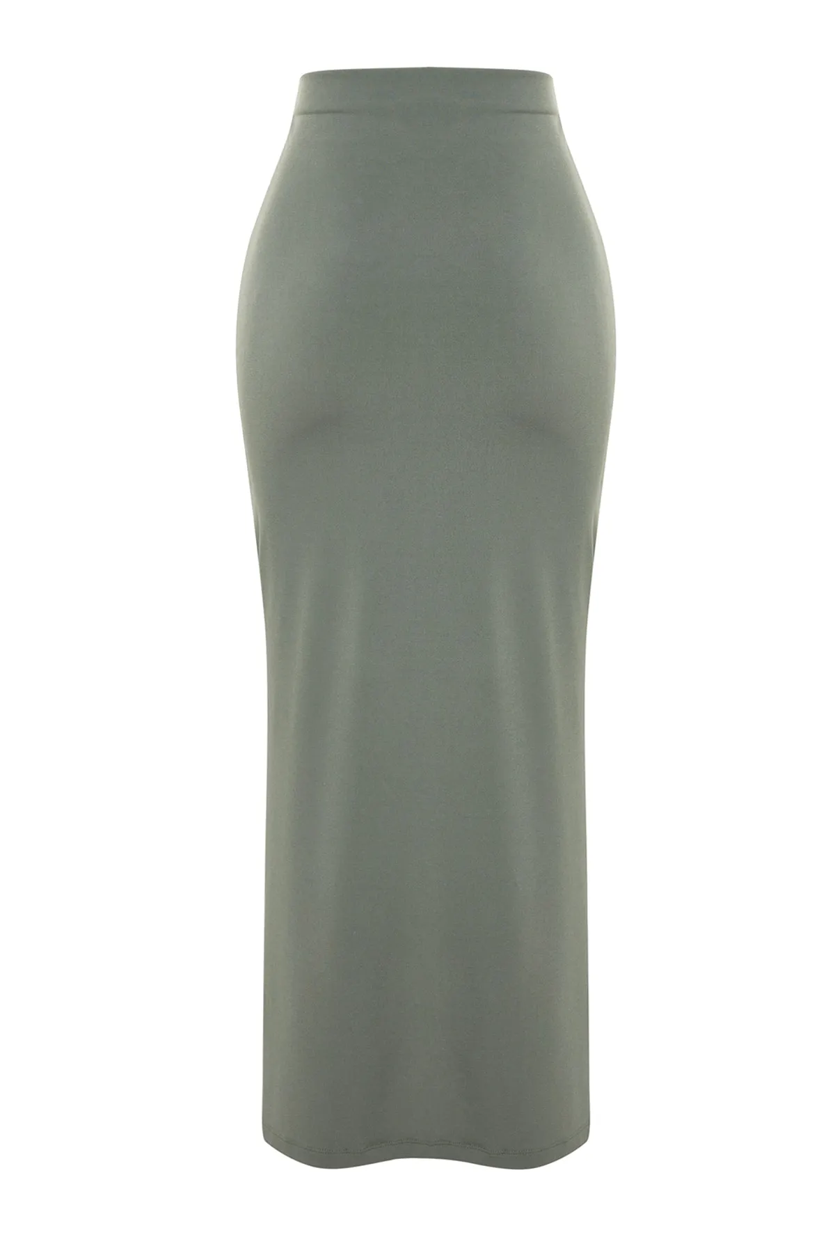 Trendyol Collection  Khakifarbener, taillierter, gewebter Maxi-Schlitzrock TBESS23ET00021