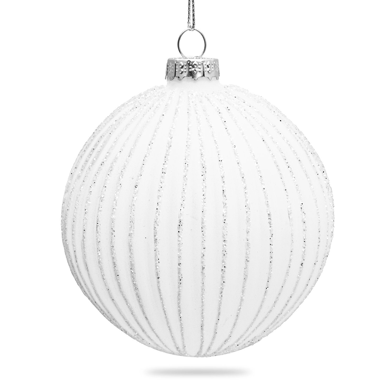 SIKORA Christbaumschmuck Highlights Weiss 4er Set Christbaumkugeln aus Glas mit Verzierung
