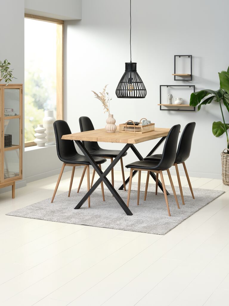 ROSLEV Stół do jadalni ROSLEV 80x140 dąb naturalny/czarny