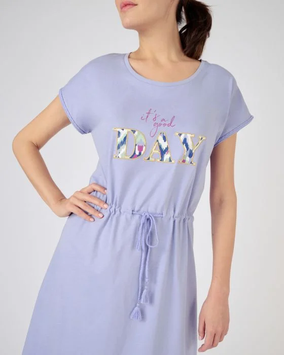 Chemise de nuit fantaisie maille peigné pur coton peigné