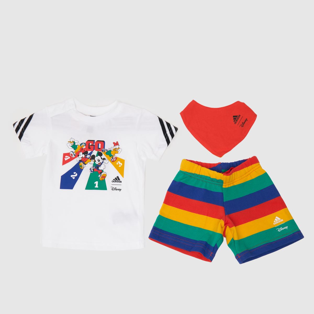 adidas Disney t-shirt och shorts för barn i vitt och svart