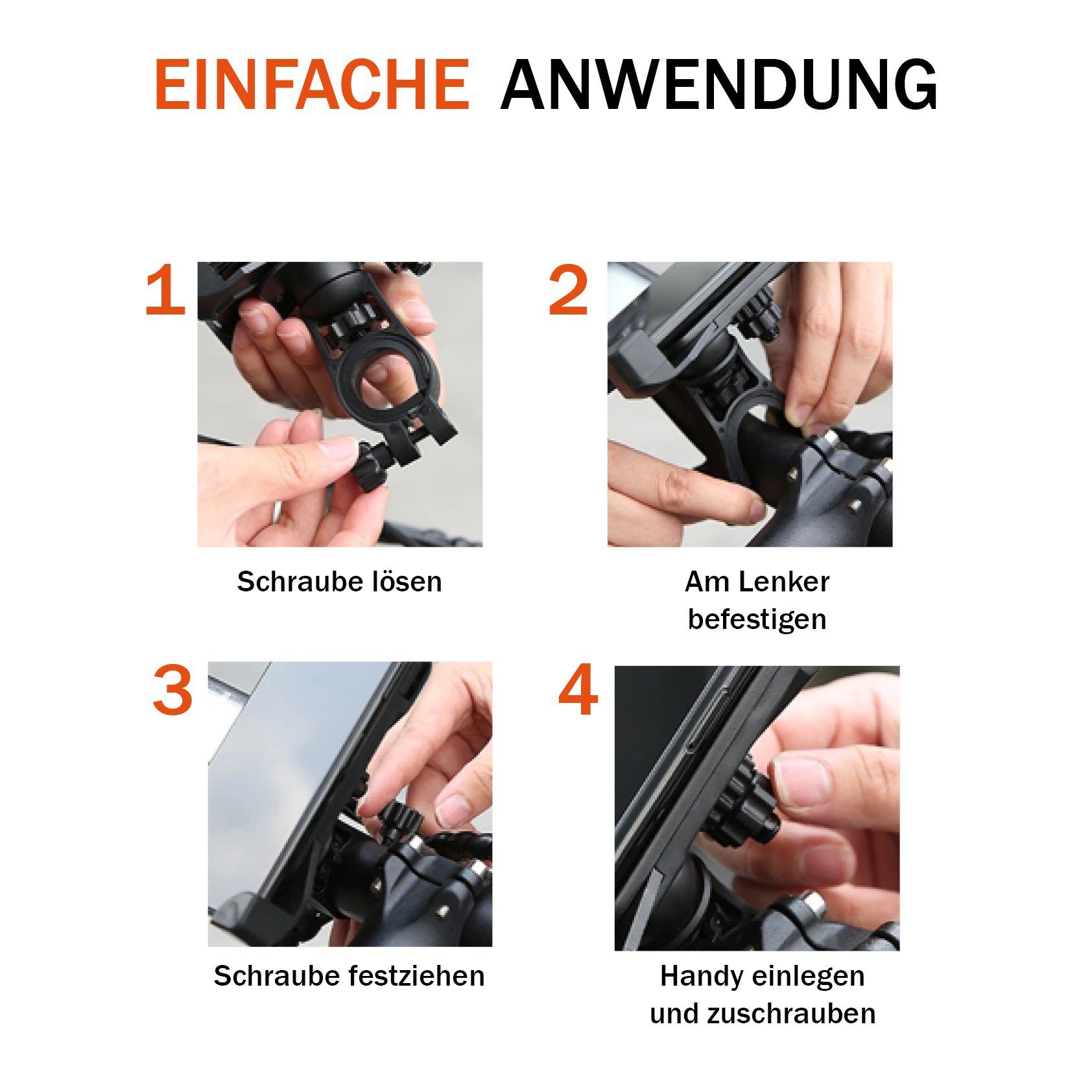 Shopbrothers Fahrrad Handyhalterung Universal Handy Motorrad E-Scooter Halterung Handy-Halterung, (bis 7,00 Zoll, Set, 1-tlg., 360 Grad Outdoor Fahrrad Halter für iPhone, Samsung, Huawei, XIAOMI)