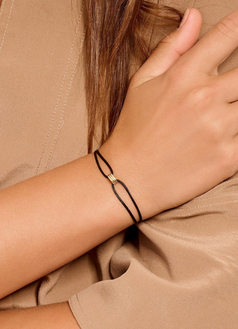 Bracciale rosa cipria con ciondolo in oro giallo 14 carati 2173YGO