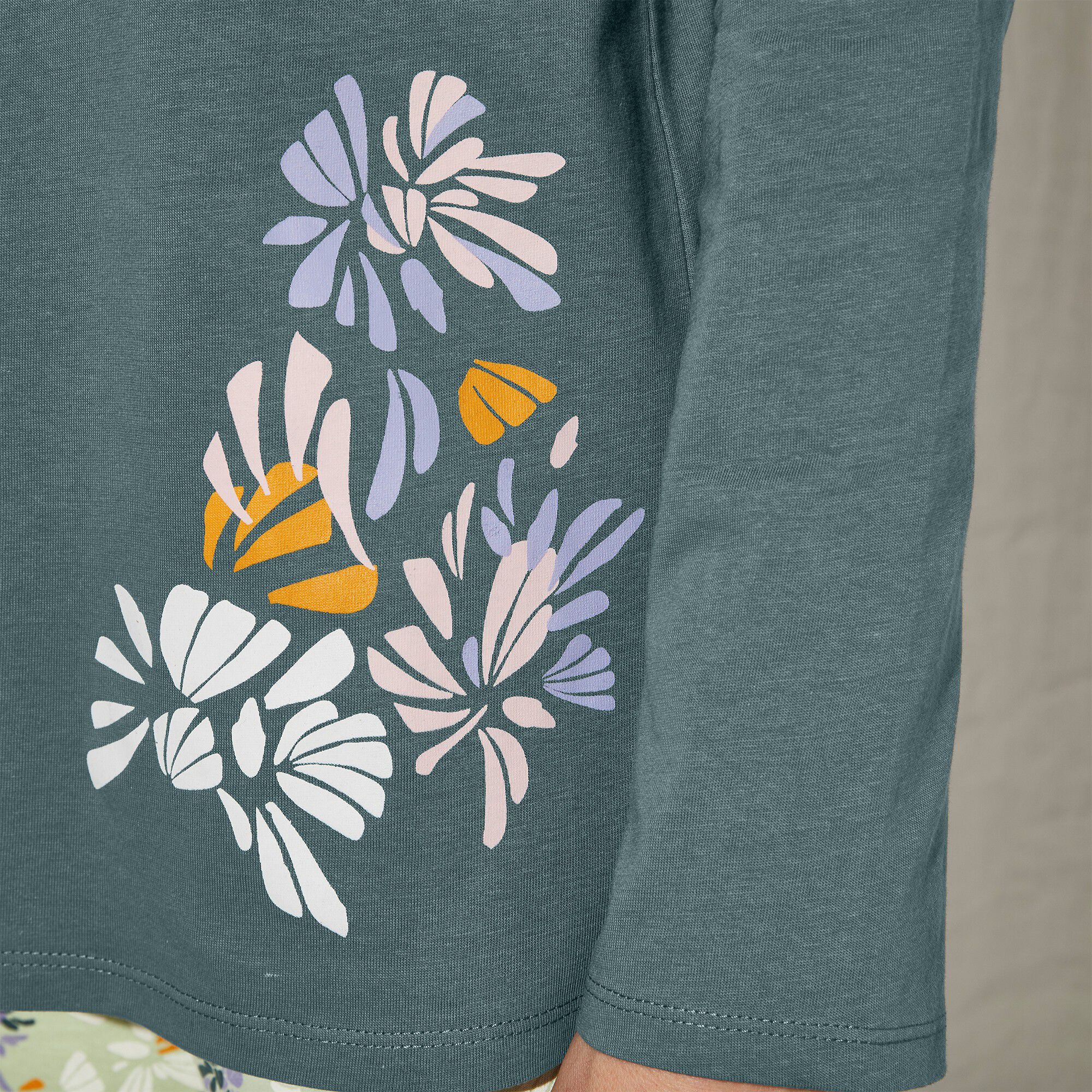 Tee-shirt pyjama manches longues imprimé placé 