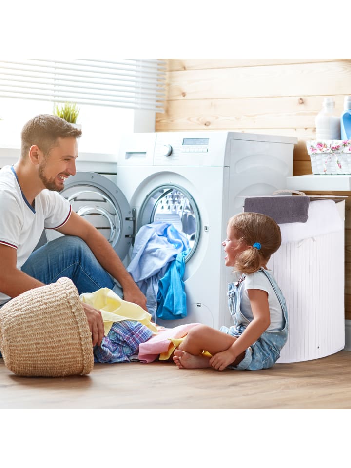relaxdays 2x Eckwäschekorb in Natur/ Weiß - Je 64 l günstig kaufen onesize